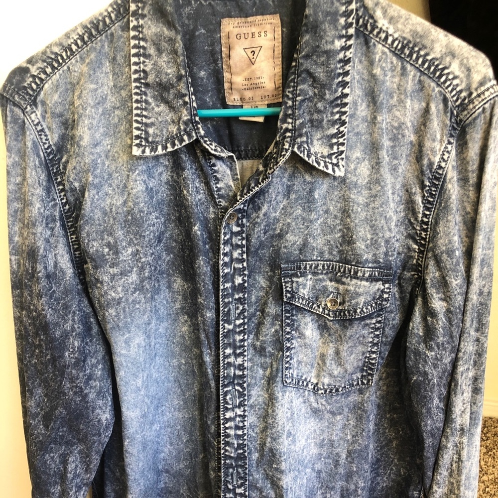 Guess acid wash denim shirt